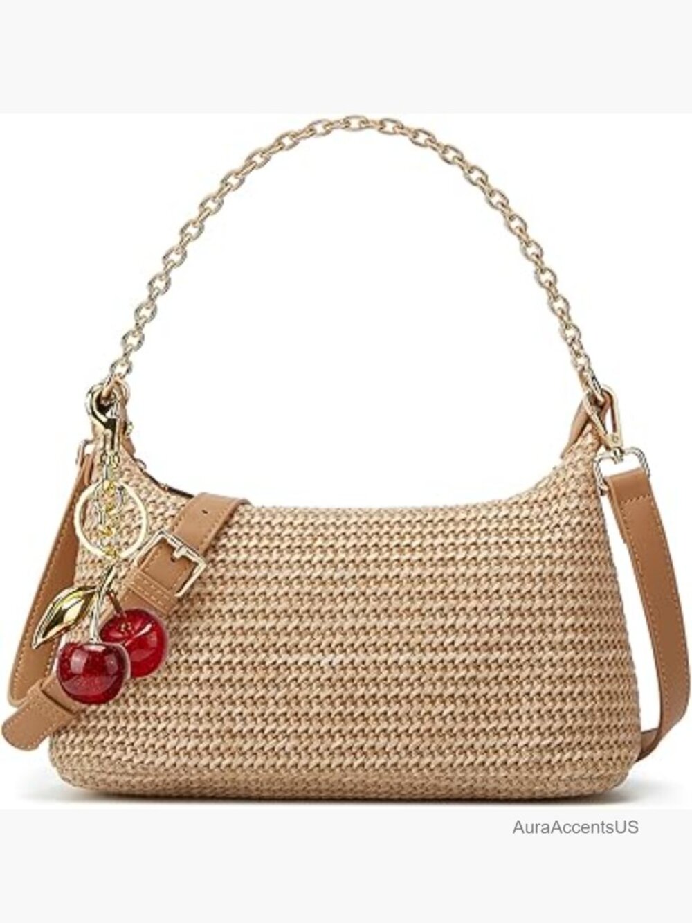 Straw Woven Shoulder Bag Beach Purse Summer Vacation Tote Handbag